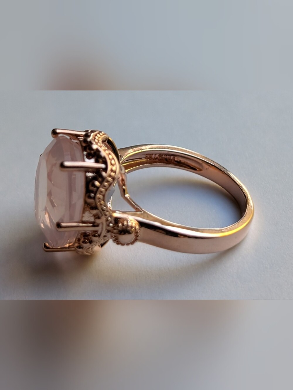 Rose Quartz In Copper Statement Ring - Picture 3 of 6